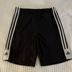 Adidas size S men’s black shorts, lines on side